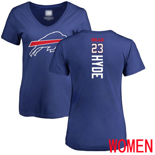 NFL Women Buffalo Bills #23 Micah Hyde Royal Blue Backer T Shirt->nfl t-shirts->Sports Accessory